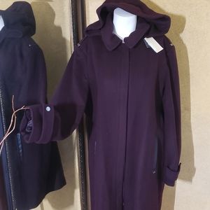 Michael Kors faux leather trim hooded jack…